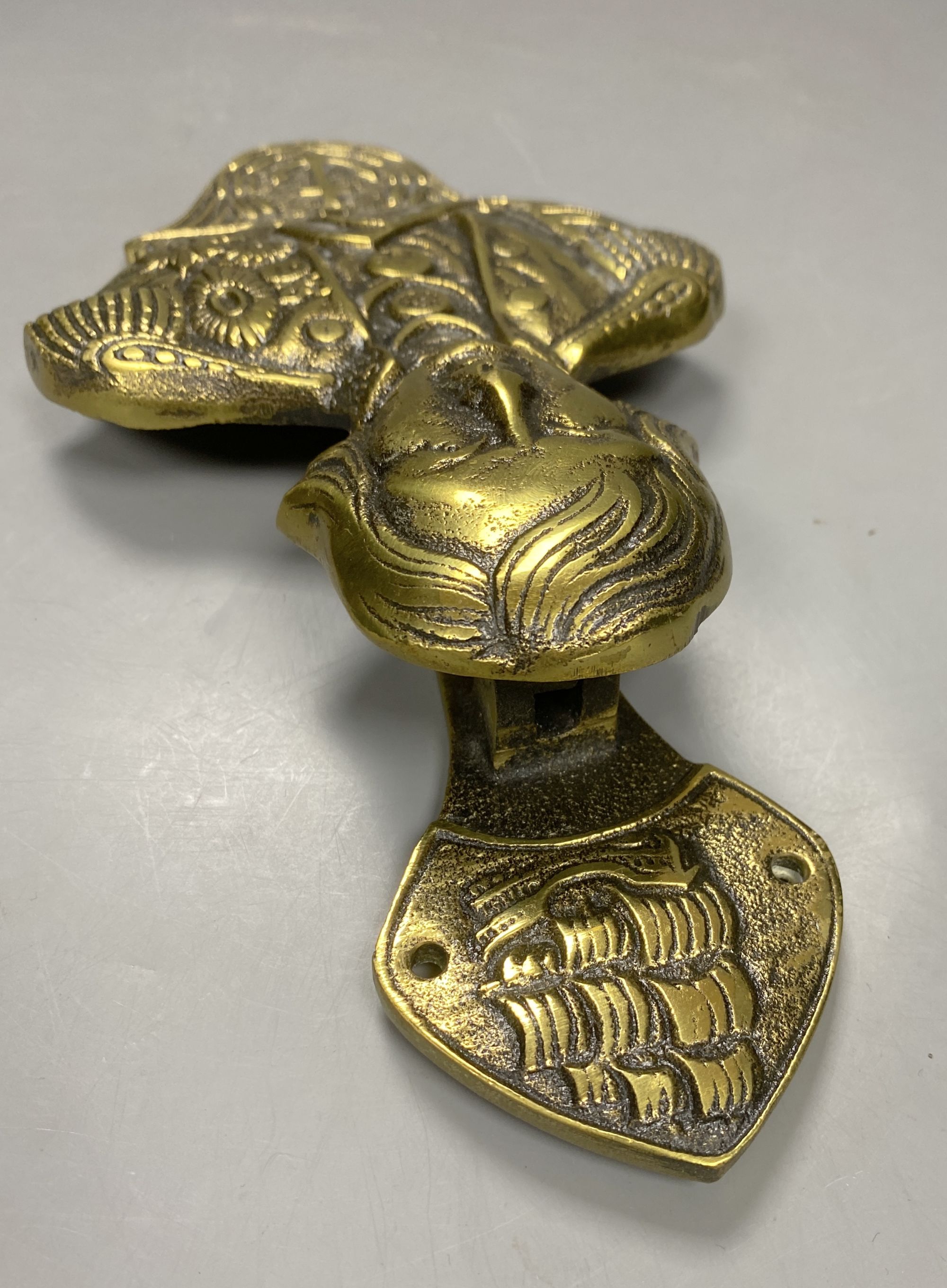 A modern heavy cast brass Lord Nelson door knocker, L 22.5cm